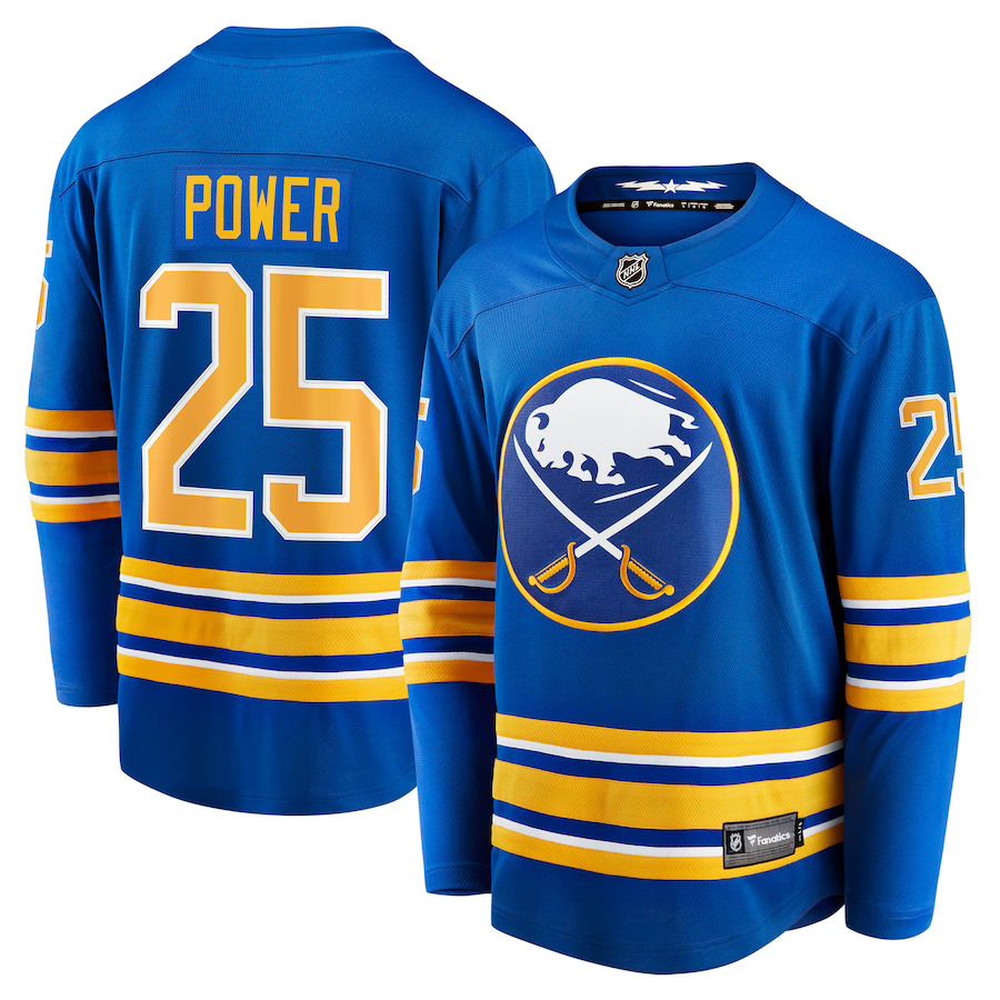 Men Buffalo Sabres 25 Owen Power Fanatics Branded Royal Home Breakaway Player NHL Jersey